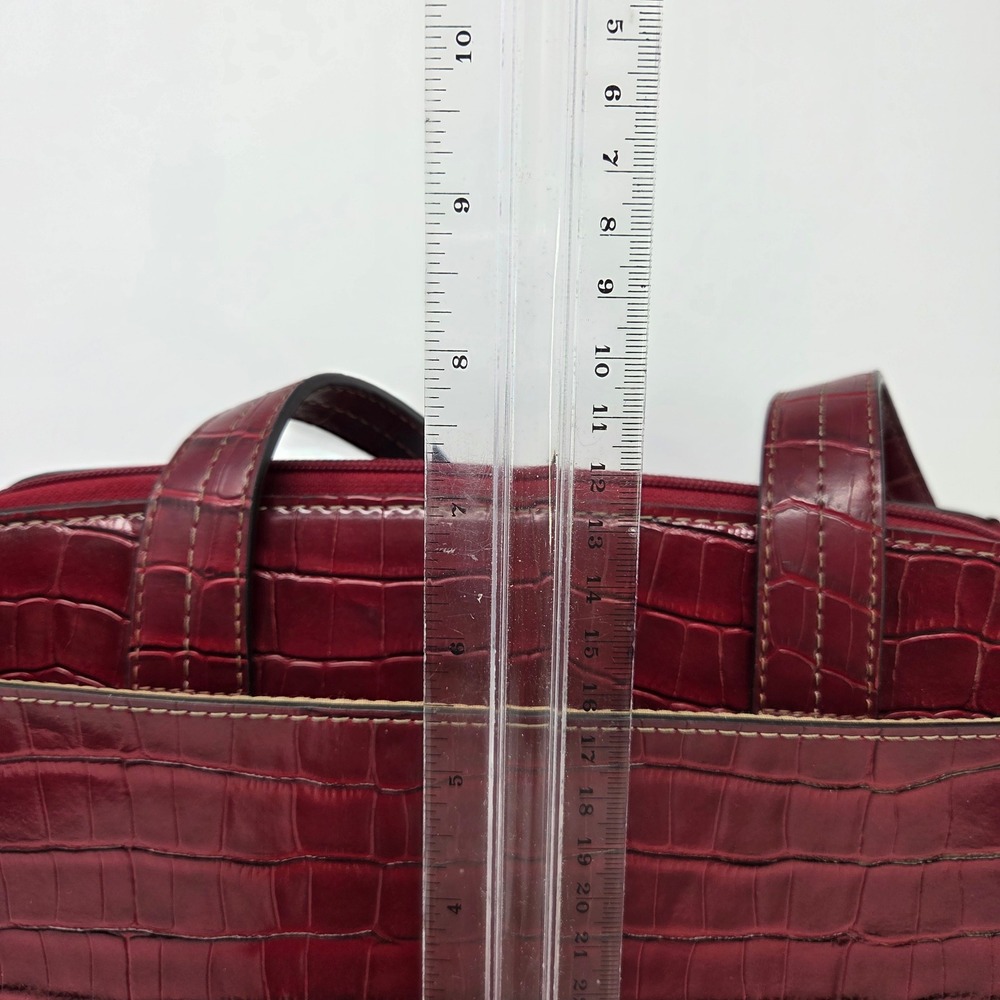 Crazy Horse Liz Claiborne Burgundy Croc Embossed Triple Compartment Shoulder Bag - Picture 6 of 11
